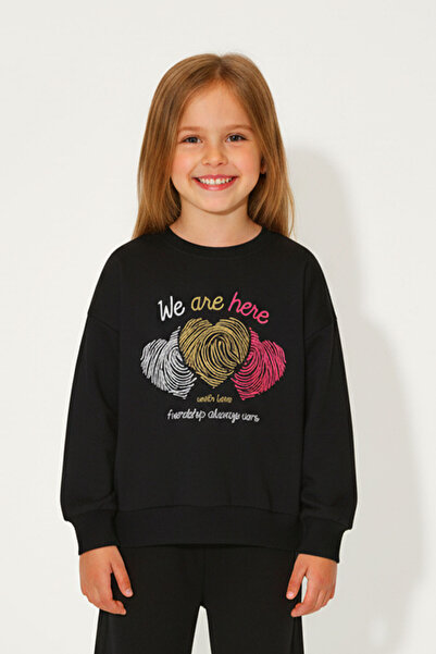 WORRN Fată bumbac 100% cu model de inimă guler rotund Trend 2 - 6 ani Swea tr...