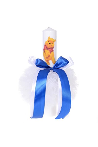 BebeNou Λαμπάδα Βάπτισης για Αγόρια με Αρκουδάκι, Μπλε Διακόσμηση, 35εκ.