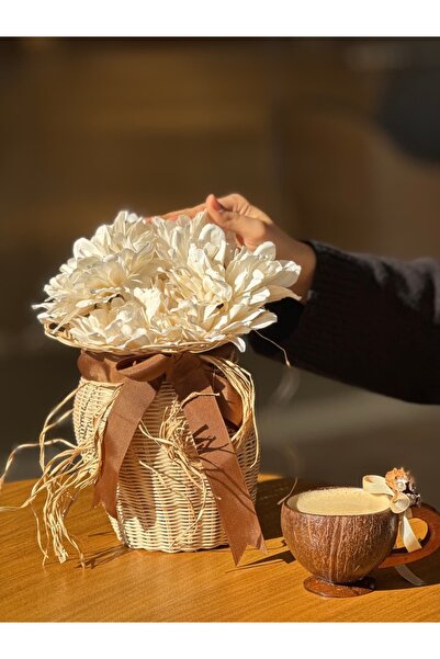 Maison Avf Σετ 2 χειροποίητων βάζων από ρατάν – Λεπτομέρεια με καφέ κορδέλα &...