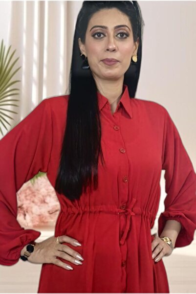 Hayati Collections 1 Piece – Single Shirt Georgette Red Solid Color