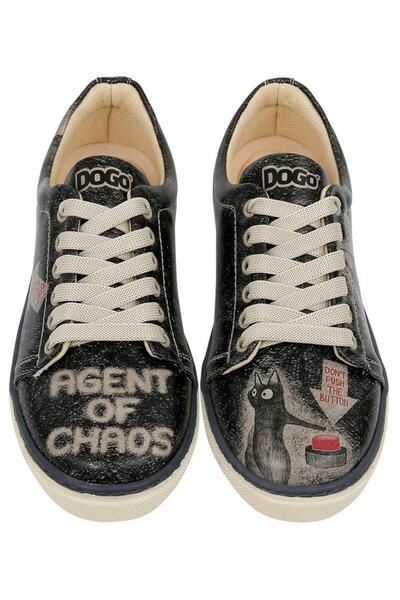 Dogo Women's Vegan Leather Black Sneakers - Agent of Chaos Design