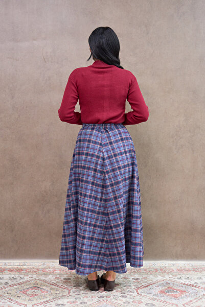 KÜÇÜĞÜM BUTİK Fusta în carouri din patru piese albastru bleumarin