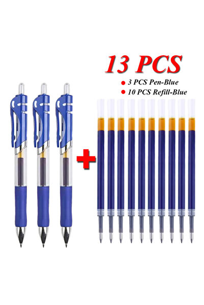Choice مجموعة من 13 قلم حبر جاف أزرق، مجموعة من 13 قلم حبر جاف قابل للسحب، أس...