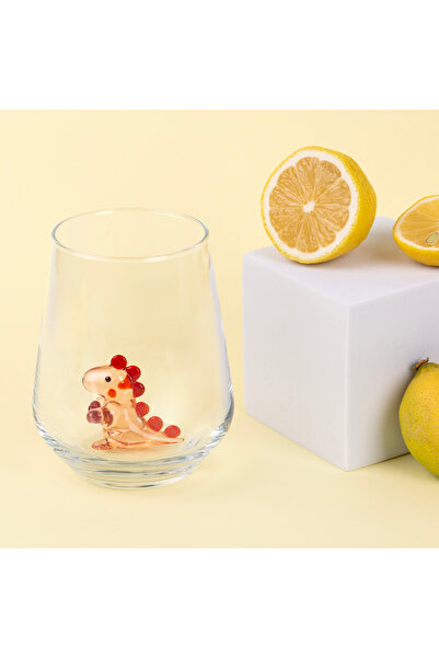 ADAMODART Cute Dinosaur Glass Figured Water Cup with Heart