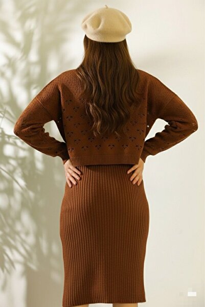 Cemre Life Women's Lace-Like Knit Sweater Dress