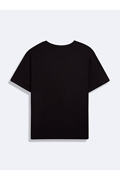 Ltb Μπλουζάκι με κοντό μανίκι με τύπωμα με λαιμόκοψη σε μαύρο χρώμα