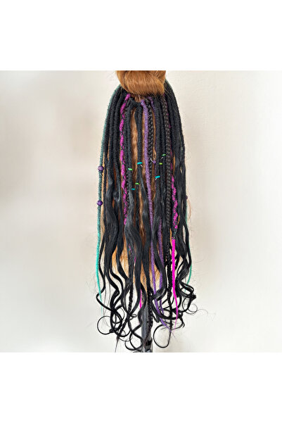 EL YAPIMI Craft Curls, Night 32'li Afrika Örgüsü, Salaş ve Tığ İşi Rastalı Saçlı Toka