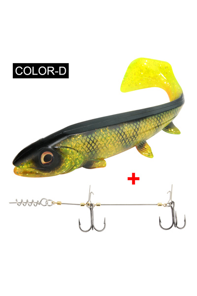 Choice طُعم صيد سمك ناعم من Spinpoler Big Fish، وزن 25 جرامًا، مع خطاف S، لون D، مع مجموعة خطافات Stinger Rig، مقاس 14 سم/18 سم