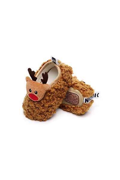 BebeNou Brown Fleece Booties - Reindeer MBHZ0201-6-cd1