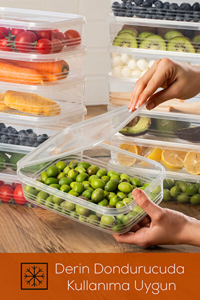 Porsima 4363-10 10 Pieces Storage Containers Suitable for Self-Covering Deep Freezer, Airtight Organizer 1.5Lt