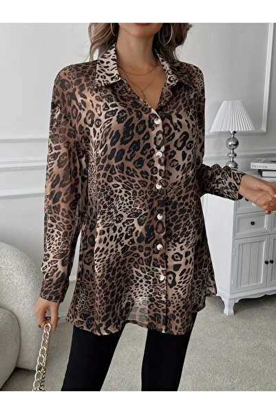 TBL DEKOR Γυναικείο μακρυμάνικο πουκάμισο σιφόν με γιακά και κουμπιά μπροστά