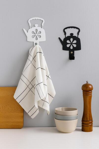 VENON 2 Adet Siyah 1 Beyaz 1 --- 7 Cm Dekoratif Metal Askılık Çaydanlık Figür...