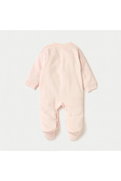 Juniors Mouse Applique Closed Feet Velour Sleepsuit with Button Closure