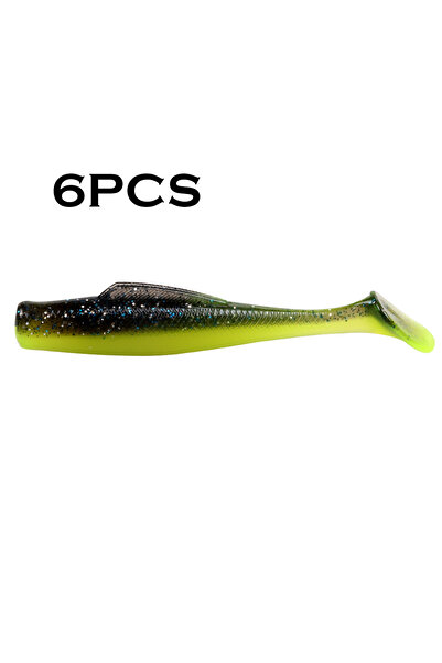 Choice 8 طُعم صيد ناعم من JOHNCOO، 6 قطع، 80 مم، 4.8 جرام، ذيل مجداف ناعم، طُعم سباحة، مصنوع من السيليكون الصناعي.