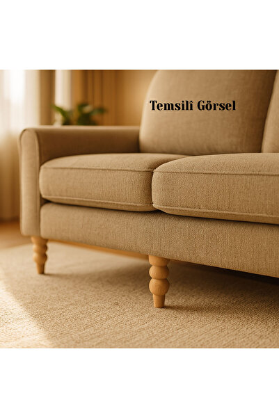 Badem10 Bohemian 17 cm Set of 4 Unpainted Raw Natural Wood Leg Cylinder Furniture Armchair Sofa Leg Including Bracket