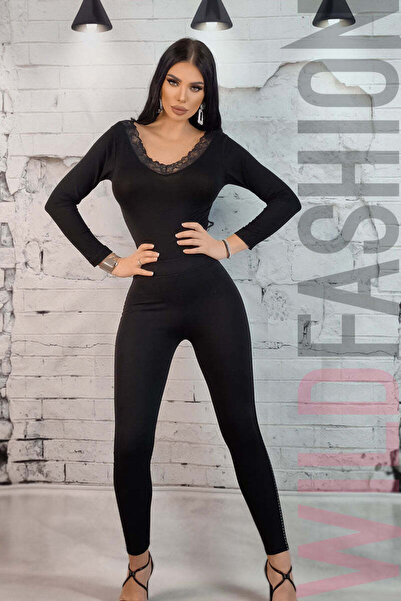 WildFashion Pantaloni tip colanti eleganti cu talie inalta si banda argintie ...