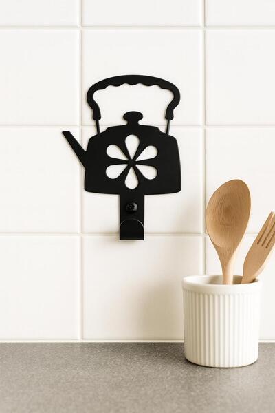 VENON 4 قطع من الحامل المعدني الزخرفي الأسود مقاس 7 سم مع شكل إبريق شاي وزهرة...