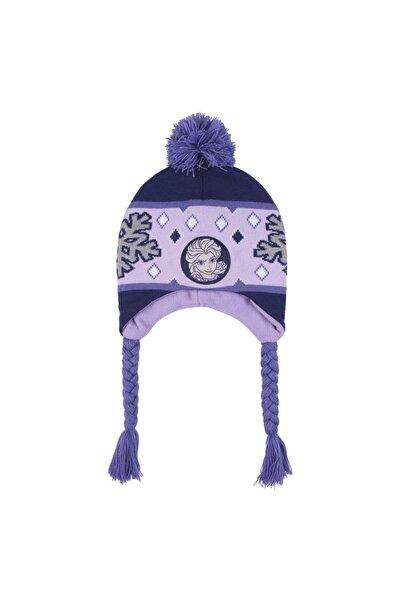 Cerda Căciulă pentru copii, Frozen, model Elsa, cu pompom și urechi, mov