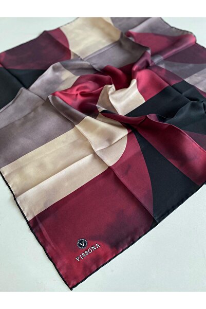 Vissona Tivil Silk Scarf 51131 Pink Geometric Pattern