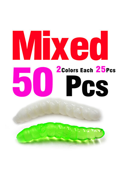 Choice طُعم صيد من MNFT بألوان مختلطة، 50 قطعة، 3.8 سم، طعم دودة يرقات نابض ب...