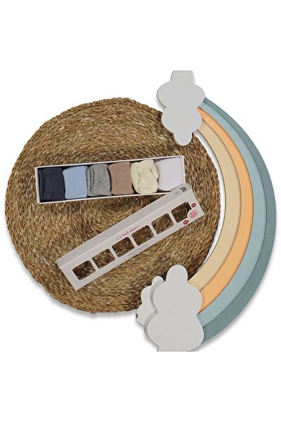 bebegen طقم جوارب للأطفال الأولاد باللون الرمادي الداكن والبني مكون من 6 قطع من عمر 0 إلى 6 أشهر