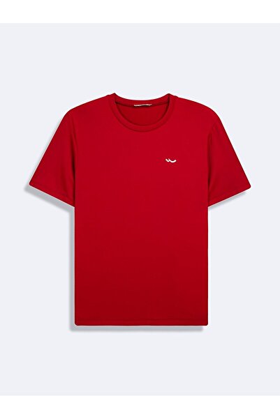 Ltb Short Sleeve Crew Neck Basic Red T-Shirt