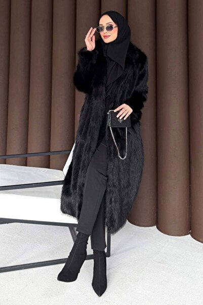 Melike Tatar Μακριά ψεύτικη γούνα 32-3704