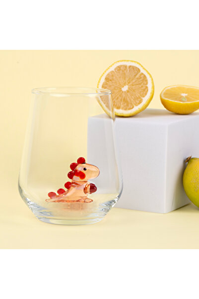 ADAMODART Cute Dinosaur Glass Figured Water Cup with Heart