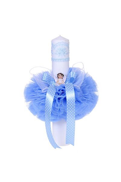 BebeNou Λαμπάδα Βάπτισης για Αγόρια με Μπλε Διακόσμηση Άγγελου