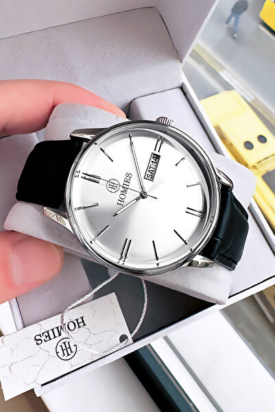 Homies ساعة يد رجالية 3 أتم مقاومة للماء حزام جلدي أسود اللون + حجر طبيعي HME...