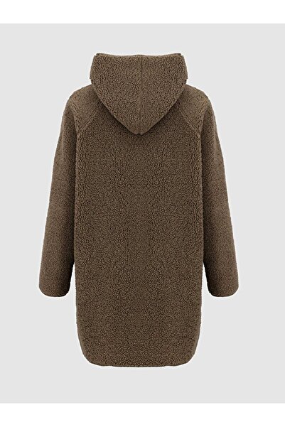 Ltb Uzun Kollu Polar Fermuarlı Kapüşonlu Kahve Rengi Mont