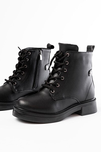 Aymood 02-2003 Ghete de damă de zi cu fermoar cu șireturi Galata negre