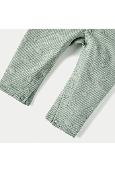 giggles Juniors Jacquard Textured Sleepsuit with Long Sleeves and Button Closure