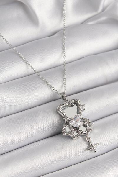N!da Jewelry قلادة دمية دب من الفولاذ المقاوم للصدأ