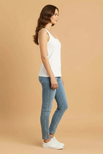 JENİKA Γυναικείο καθημερινό βαμβακερό μπλουζάκι με χοντρό λουράκι ελαστικό ύφασμα