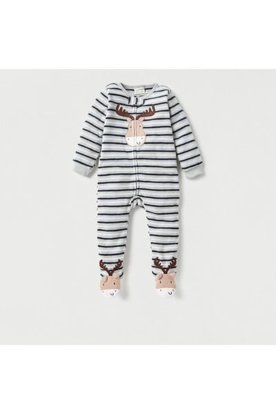 Juniors Printed Closed Feet Sleepsuit with Long Sleeves - Set of 2