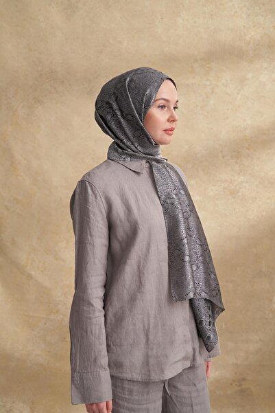 ARMANDA Jose Jakar Chain Desen Şal - Füme