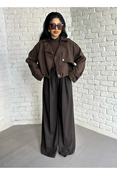 moneta boutique Дамско късо бомбър яке с райета