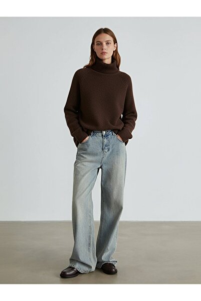Ltb Long Sleeve Turtleneck Knitwear Brown Color Sweater