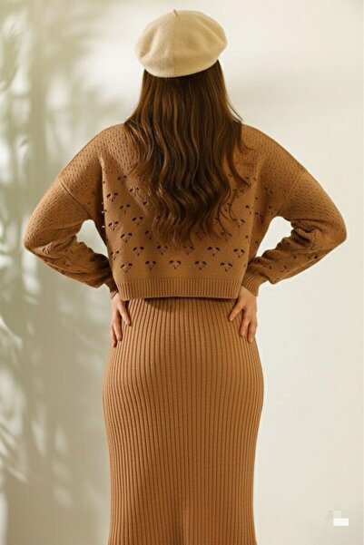 Cemre Life Women's Lace-Like Knit Sweater Dress