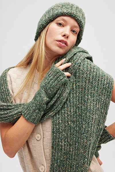 Peraluna Soft Textured Unisex Beanie - Green Melange