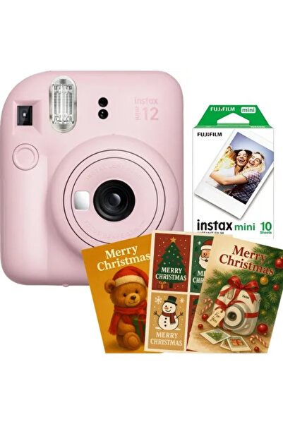 Fujifilm Aparat foto instant Instax mini 12 Blossom Pink cu film mini 1x10 și 3 felicitări