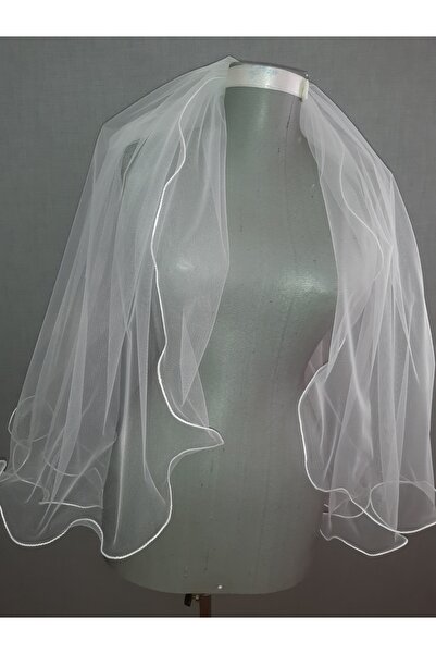 Suzanna Moda 70cm_Boy_3mt_Eni_Tek_Kat_KırıkBeyaz_Şerit Bukleli Dalgalı Taraklı Hayal Tül Gelin Duvağı