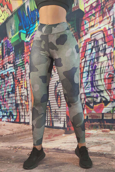 WildFashion Colanti sport cu talie inalta si model army A804-100