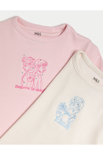 Marks & Spencer Pamuk Karışımlı Disney Frozen Tişört Seti (2–8 Yaş)