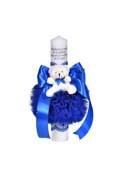 BebeNou Λαμπάδα Βάπτισης Μπλε Διακόσμηση με Αρκουδάκι Denikos® C1047 NKO5725