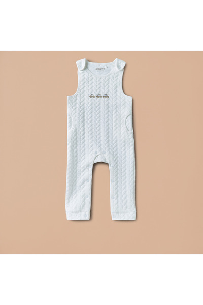 giggles Car Embroidered Dungaree and Long Sleeves T-shirt