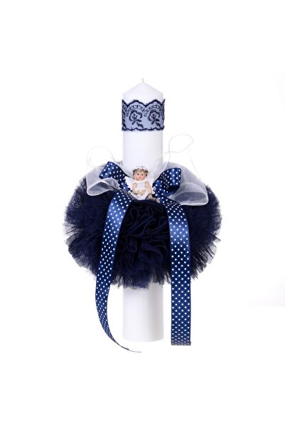 BebeNou Λαμπάδα Βάπτισης με Άγγελο για Αγόρια σε Ναυτικό Ναυτικό Decor Denikos®