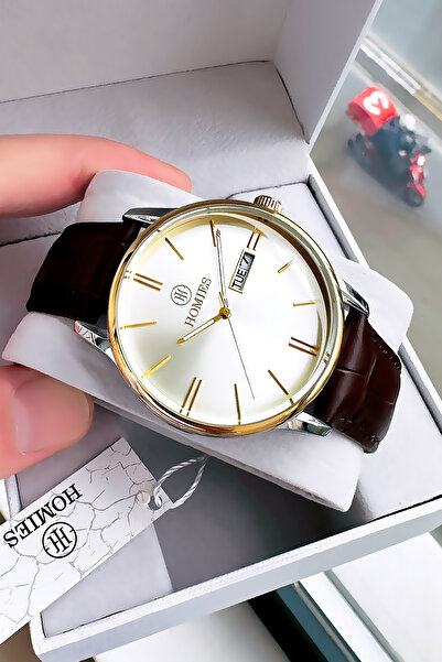 Homies Original Brown Genuine Leather Cord Men's Wristwatch 3 Atm Water Resistant - Gift Bracelet Hme2073C3