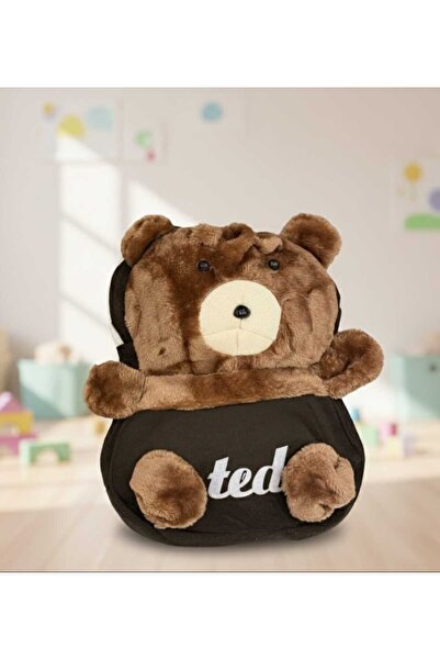 Efe Peluş Ayıcık Figürlü Anaokulu Çantası Sırt Çantası Tek Bölmeli En 24 cm Boy 33 Cm